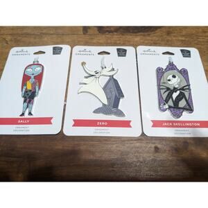 Hallmark Nightmare Before Christmas Flat Enamel Ornaments Lot of 3 New Jack Zero
